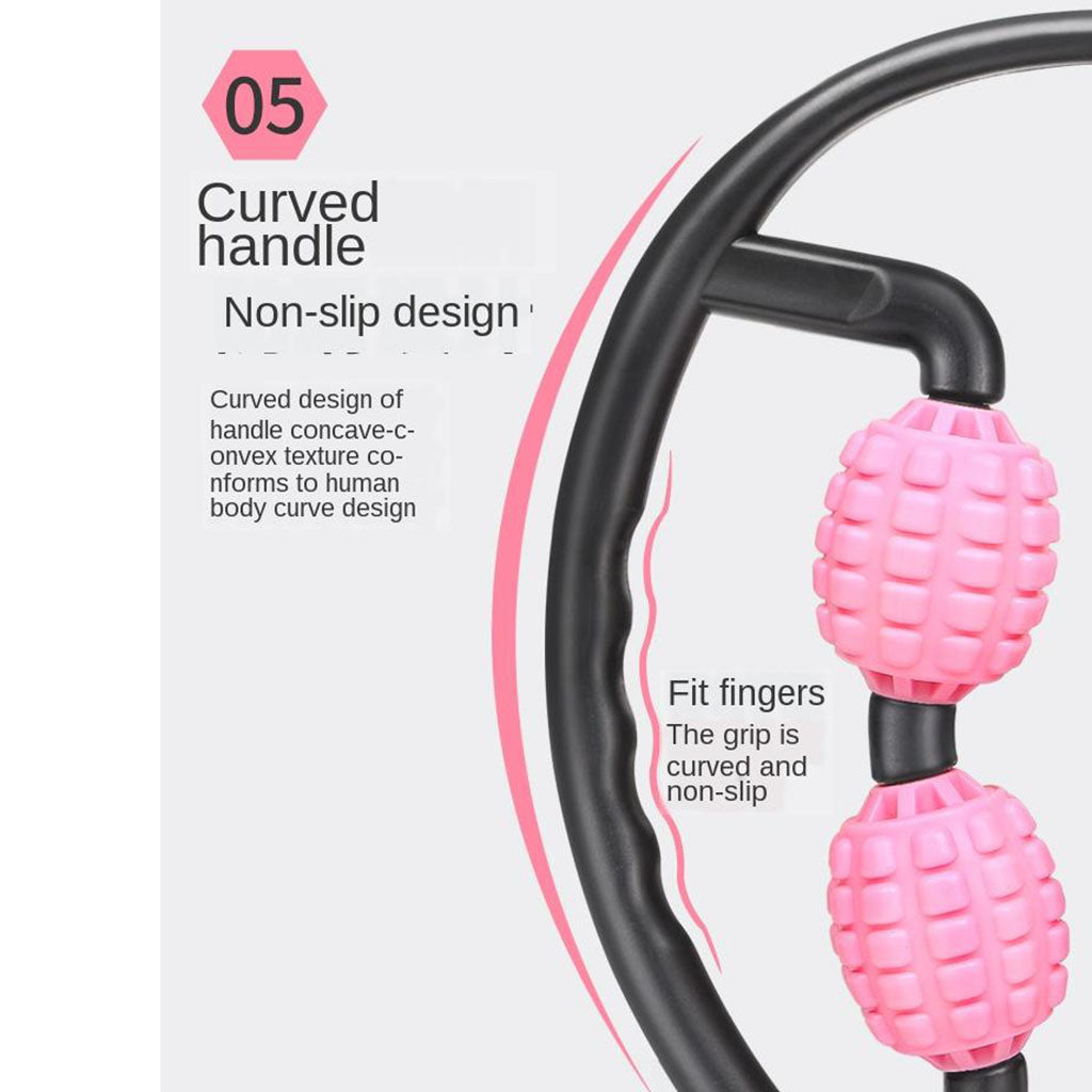 Handheld 360 Degree Full Body Wheel Roller Massager Self Massage Tool Pink