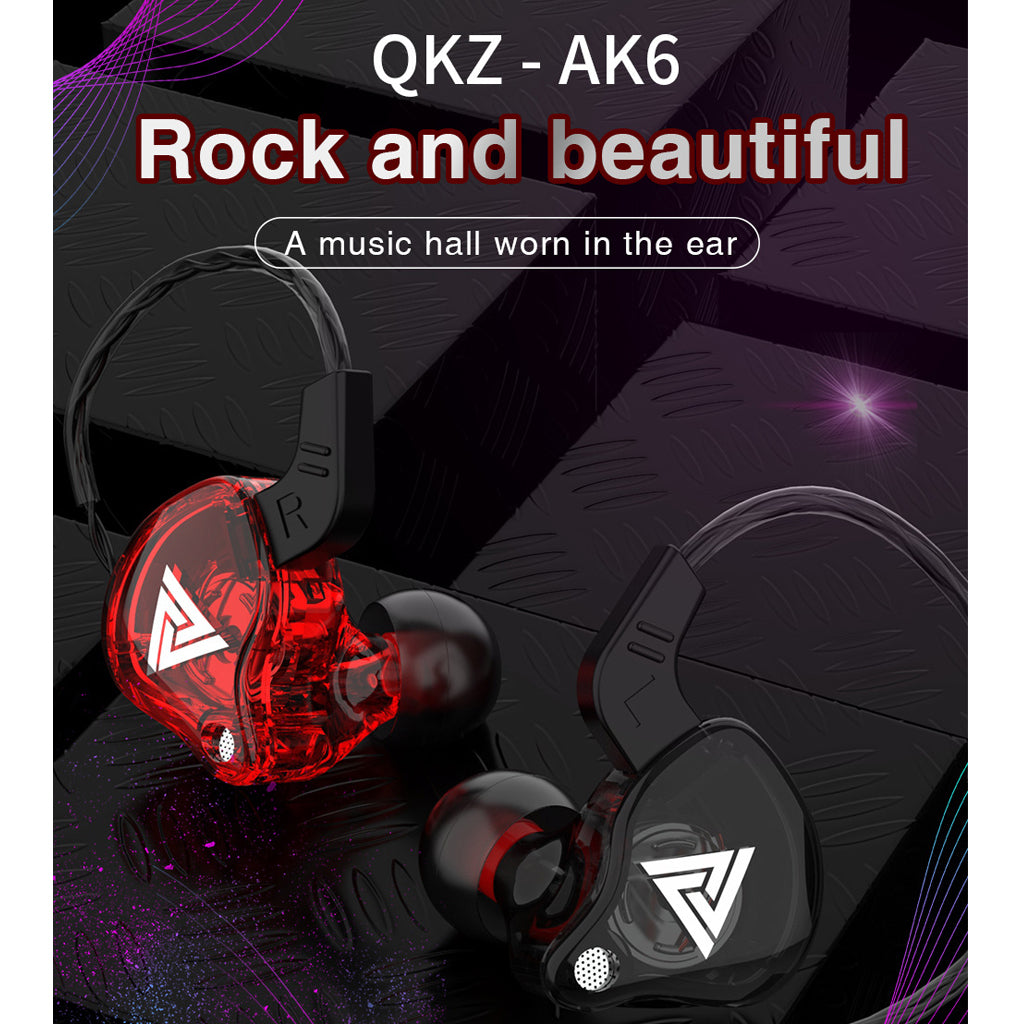 QKZ AK6 In Ear 3.5mm Sport Earphones with Mic  Black