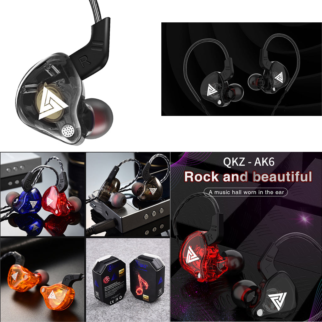 QKZ AK6 In Ear 3.5mm Sport Earphones with Mic  Black