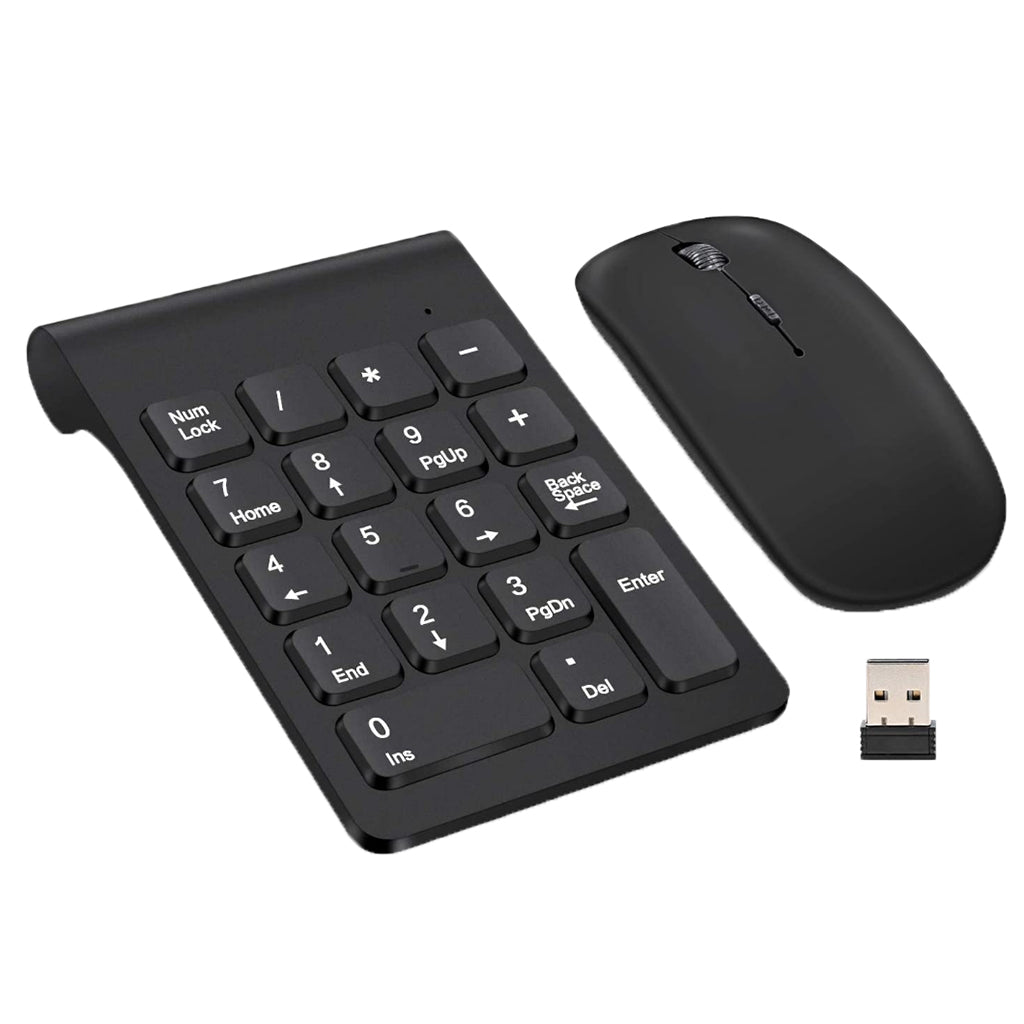 2.4G Numeric Keypad Wireless Keypad Extensions with Mouse for Laptop Desktop Black