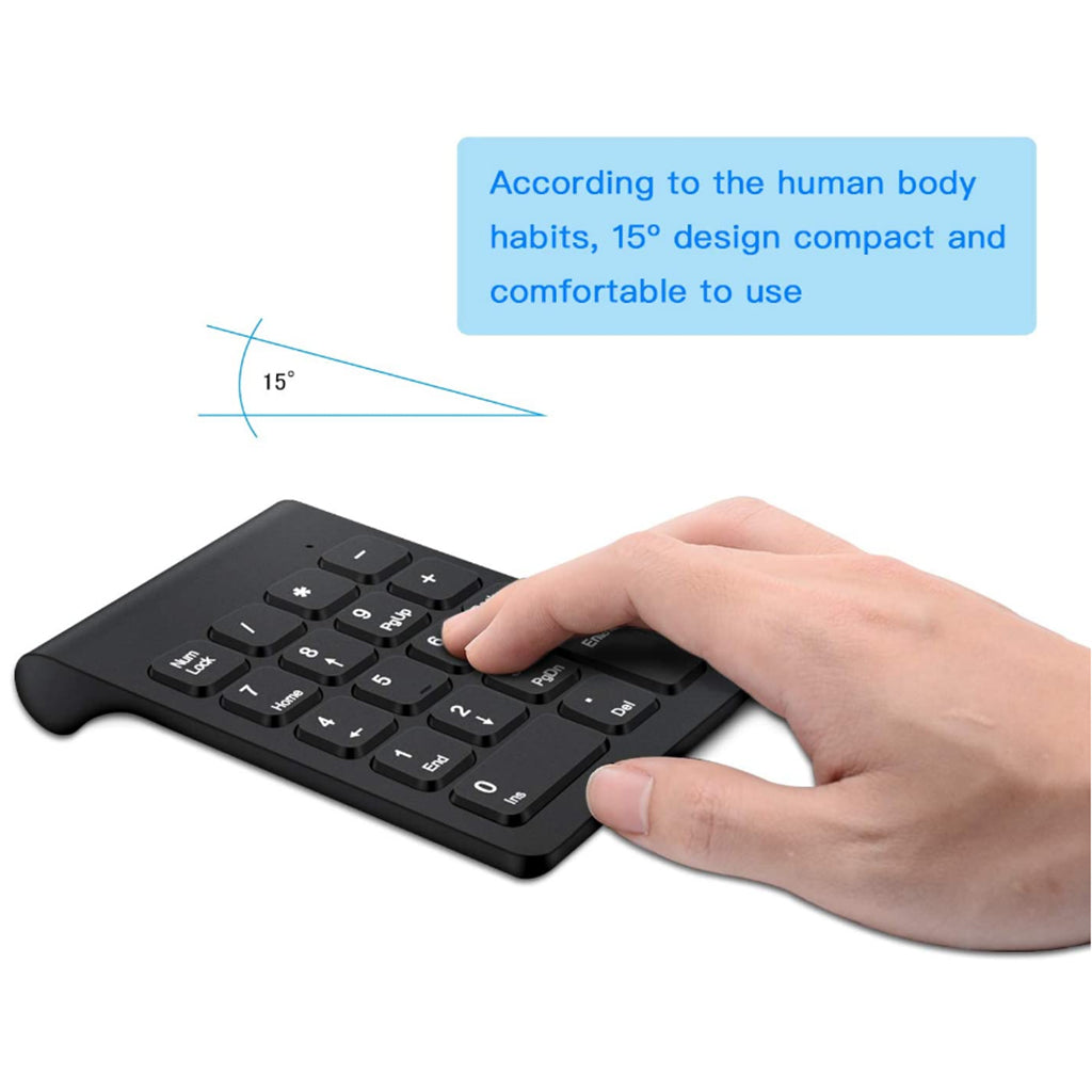 2.4G Numeric Keypad Wireless Keypad Extensions with Mouse for Laptop Desktop Black