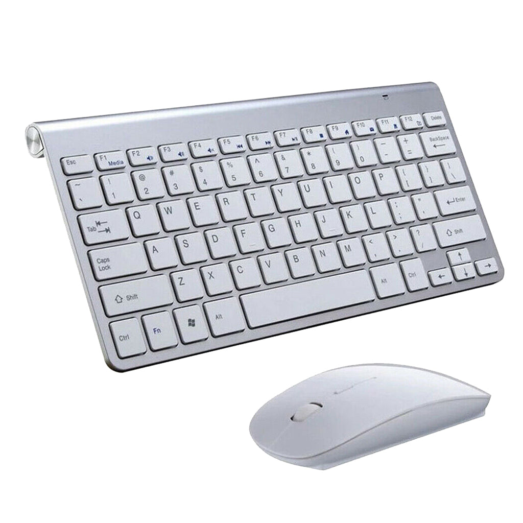 Mini Wireless Keyboard Mouse Set Waterproof 2.4G for Mac PC Laptop Silver