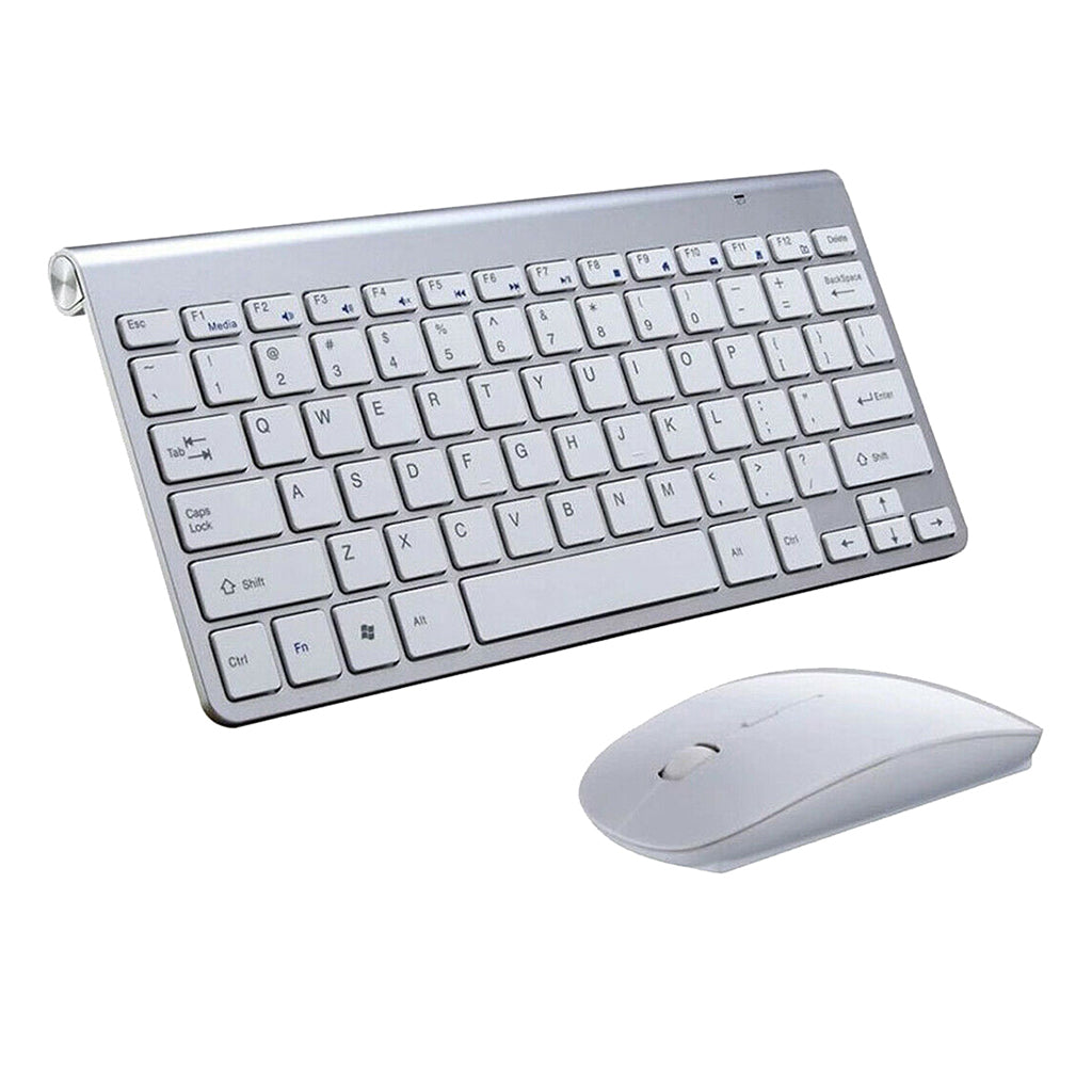 Mini Wireless Keyboard Mouse Set Waterproof 2.4G for Mac PC Laptop Silver