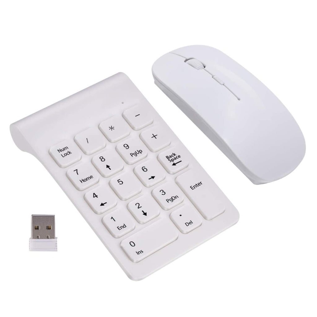 2.4G Numeric Keypad Wireless Keypad Extensions with Mouse for Laptop Desktop White