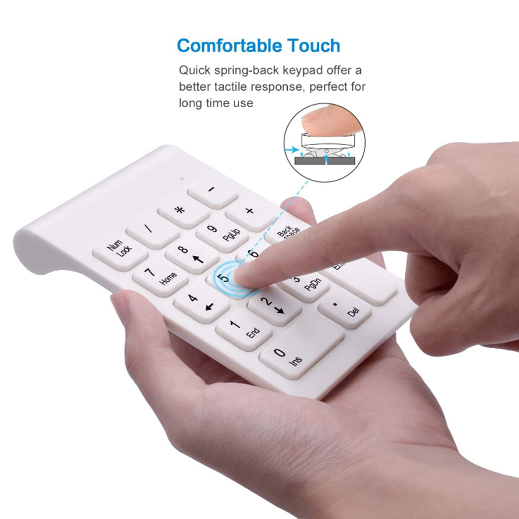 2.4G Numeric Keypad Wireless Keypad Extensions with Mouse for Laptop Desktop White