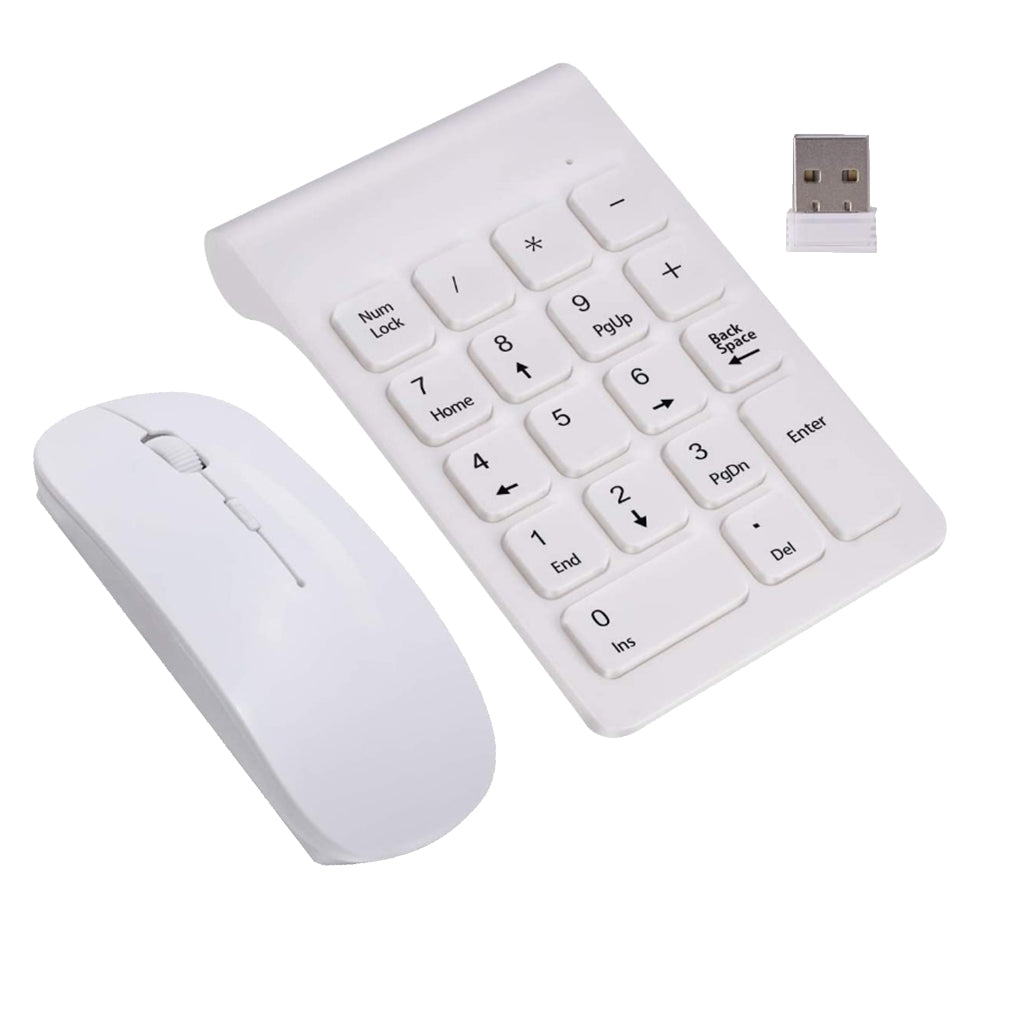 2.4G Numeric Keypad Wireless Keypad Extensions with Mouse for Laptop Desktop White