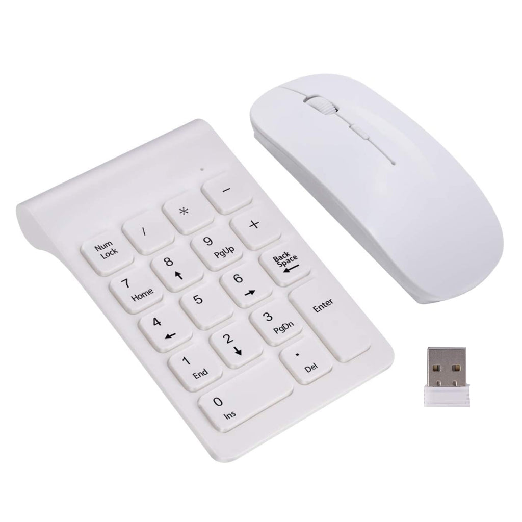 2.4G Numeric Keypad Wireless Keypad Extensions with Mouse for Laptop Desktop White