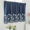 Embroidered Lace Window Voile Sheer Curtain Valance Tiers Blue_90x90cm