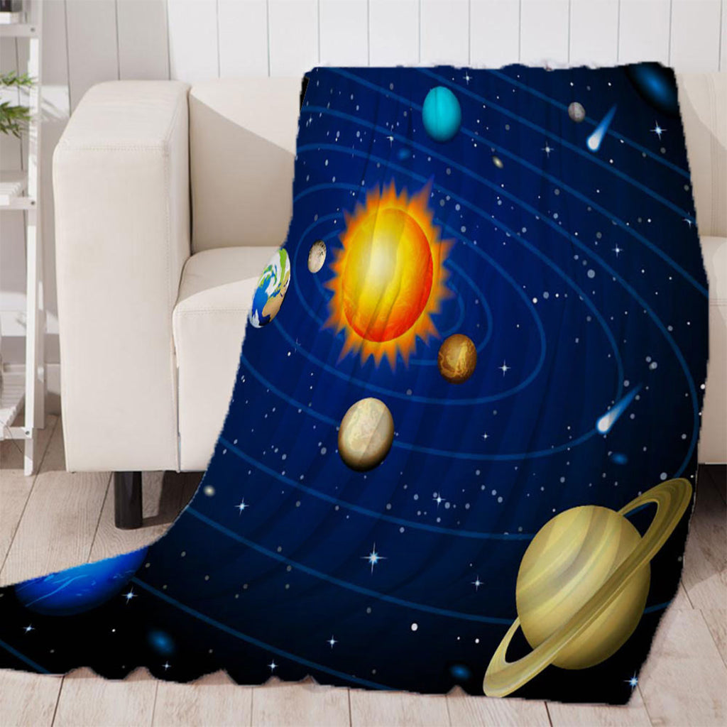 Digital Printing Flannel Blanket Soft Bed Sofa Throw Cosmos 130x150cm