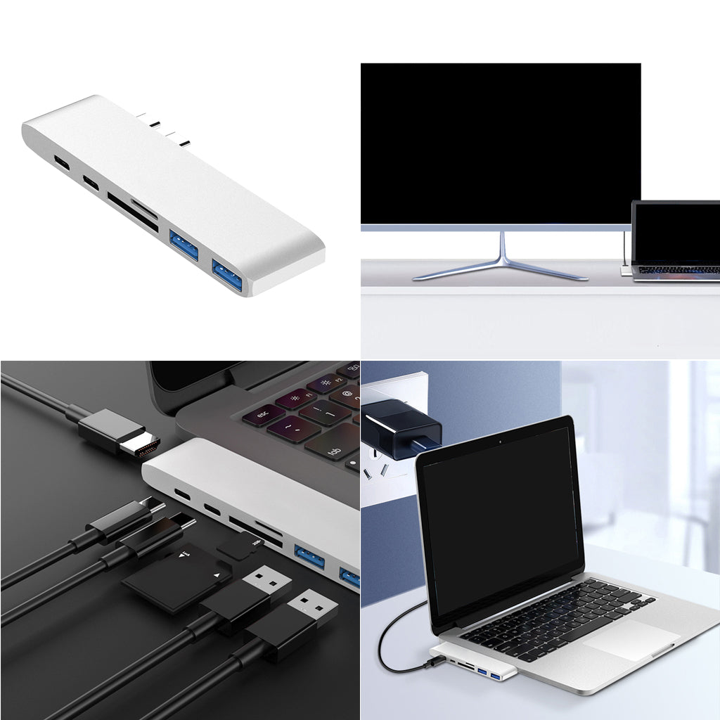 7 In 1 USB Type C Hub USB C & SD/TF Card Reader 2 USB 3.0 Ports HDMI 4K Port