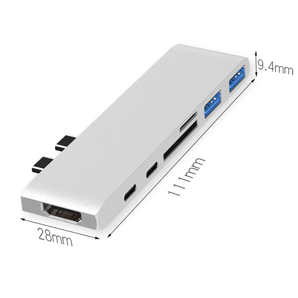 7 In 1 USB Type C Hub USB C & SD/TF Card Reader 2 USB 3.0 Ports HDMI 4K Port