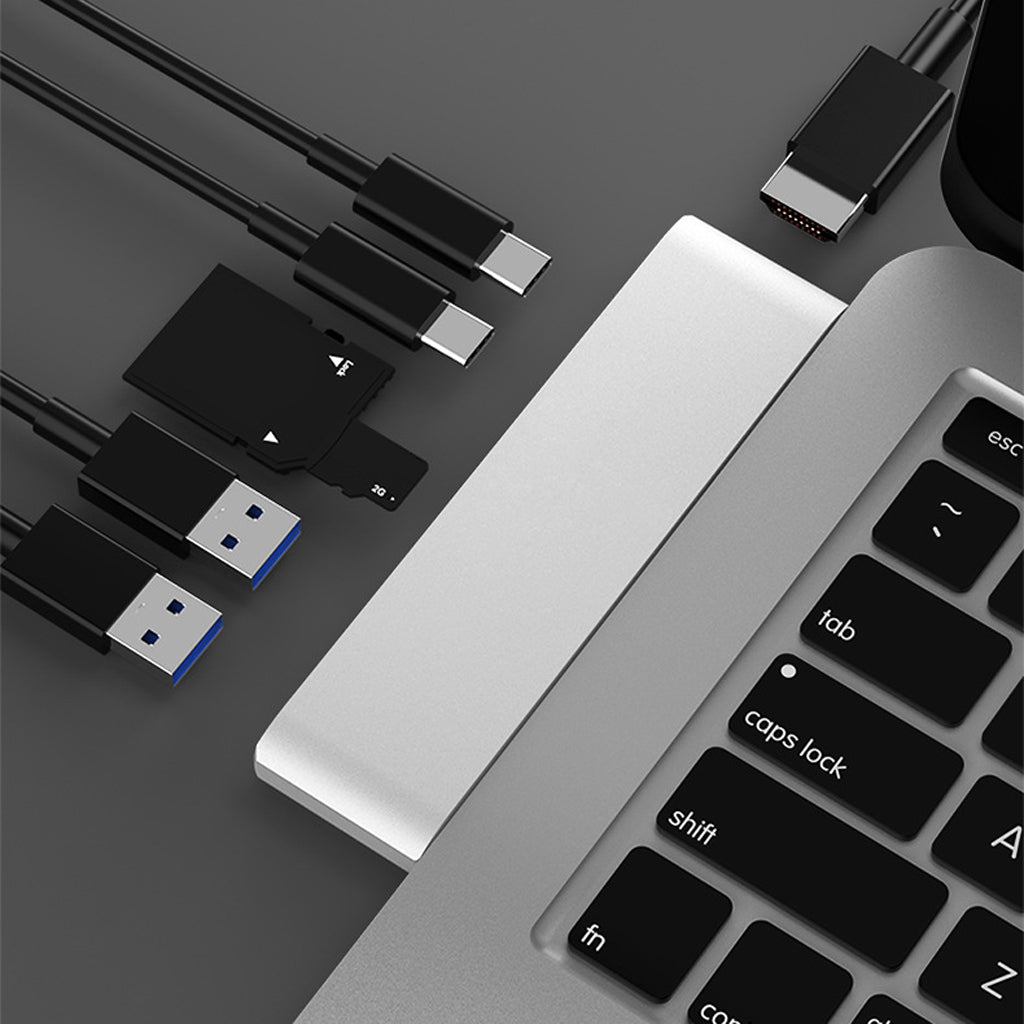 7 In 1 USB Type C Hub USB C & SD/TF Card Reader 2 USB 3.0 Ports HDMI 4K Port