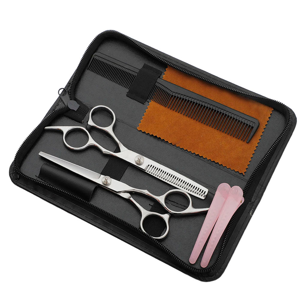 8Pc Professional Salon Hair Cutting Scissors Thinner Barber Shears Razor Kit