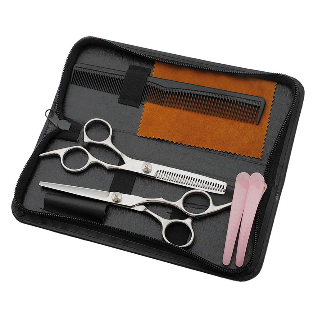 8Pc Professional Salon Hair Cutting Scissors Thinner Barber Shears Razor Kit