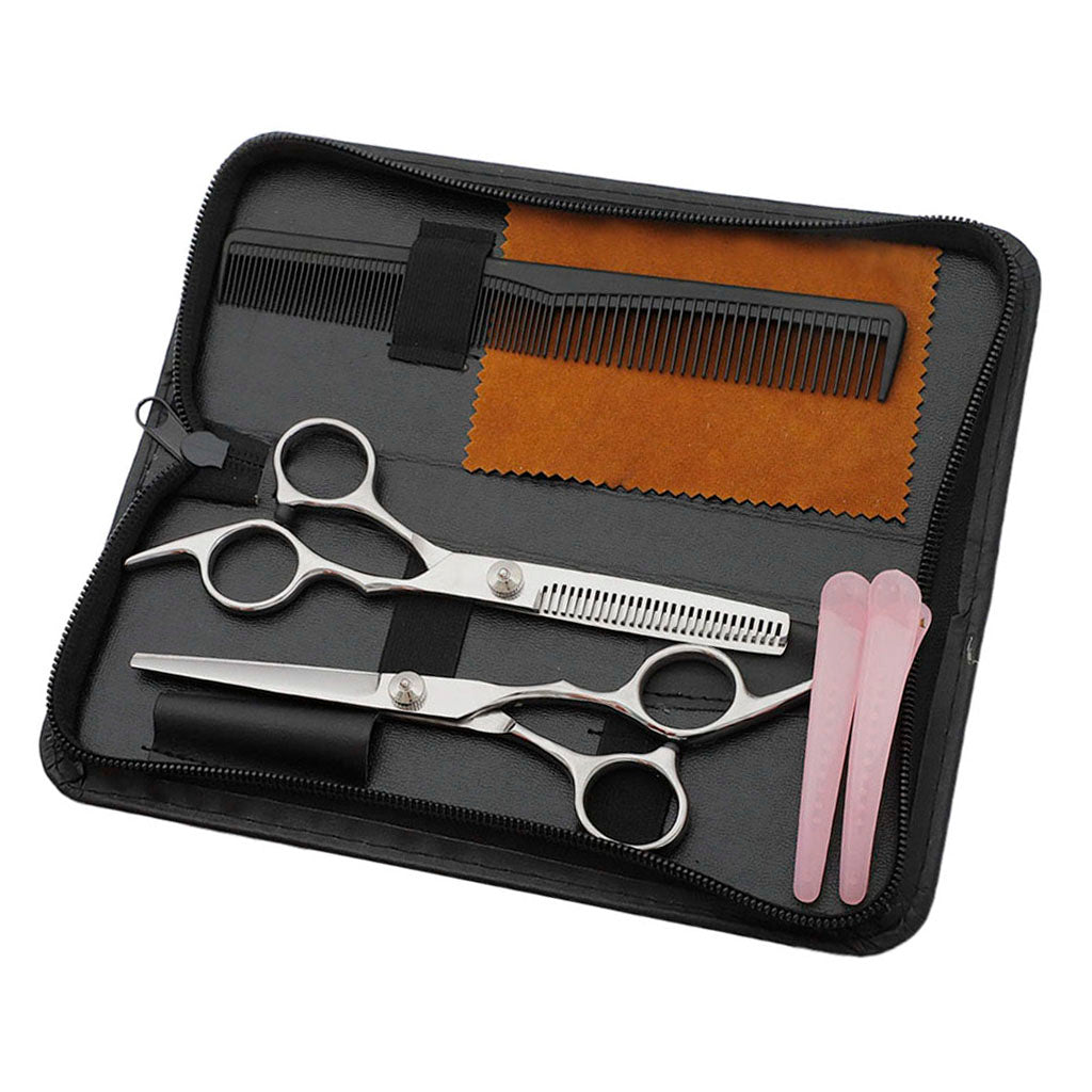 8Pc Professional Salon Hair Cutting Scissors Thinner Barber Shears Razor Kit