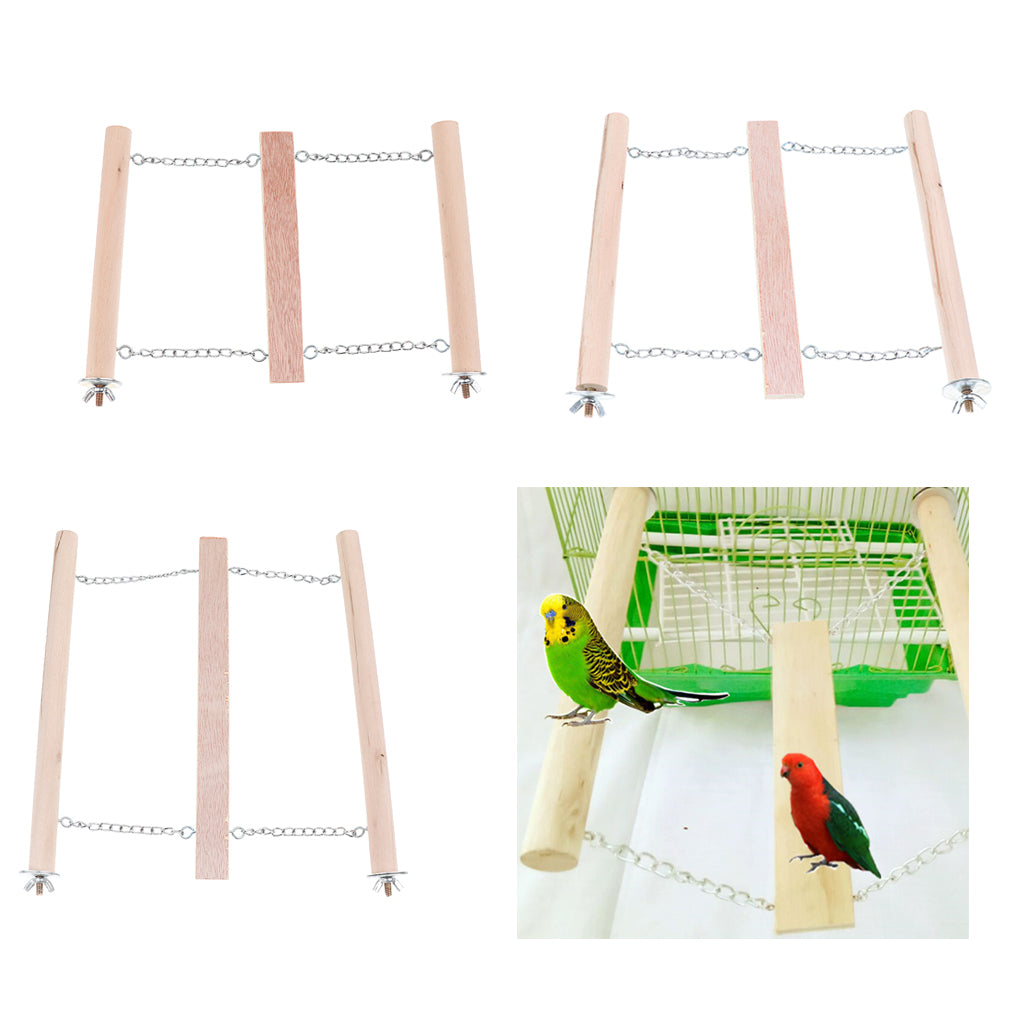 Wooden Mouse Hamster Step Ladder Bridge Pet Parrot Bird Stand Perch Toys S