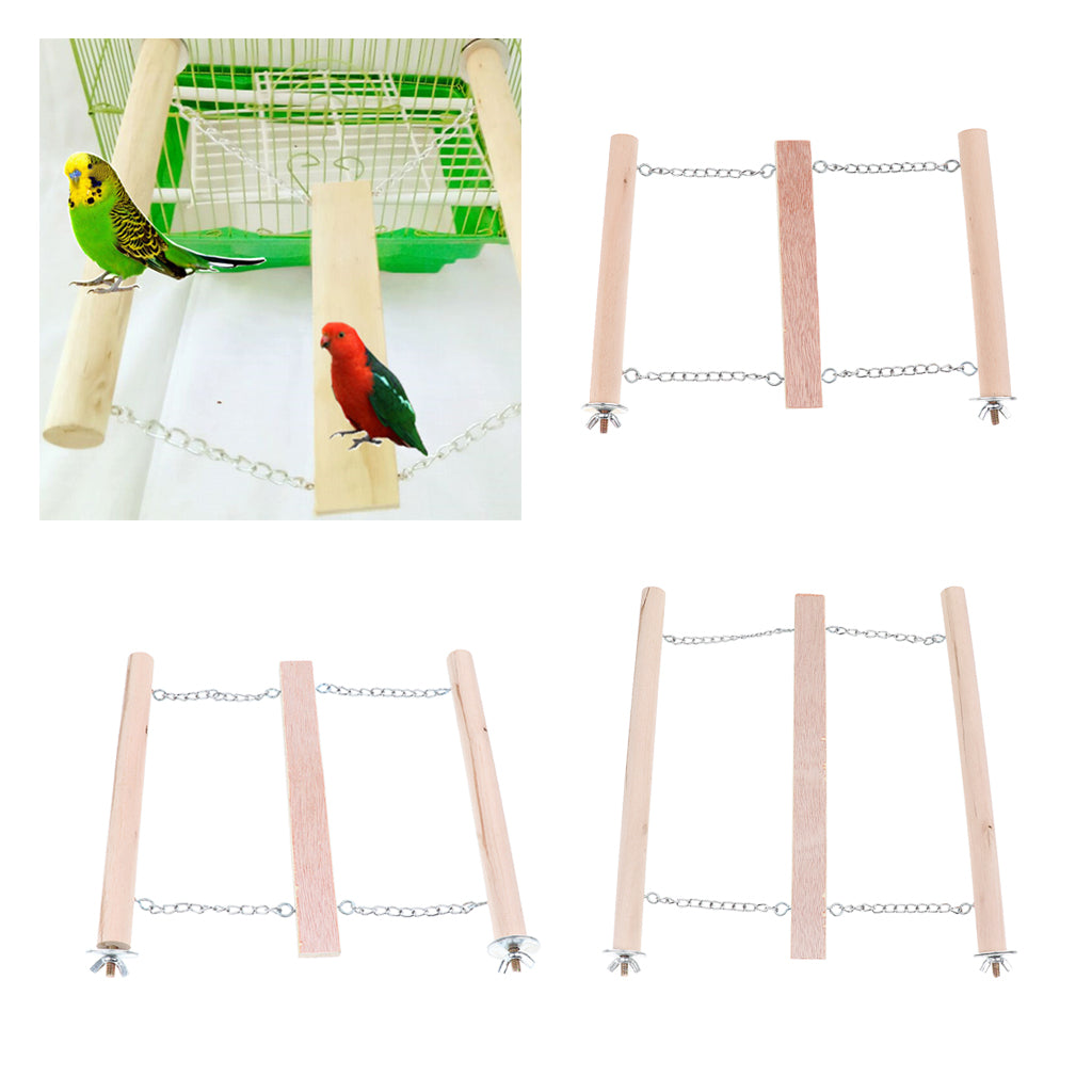 Wooden Mouse Hamster Step Ladder Bridge Pet Parrot Bird Stand Perch Toys S