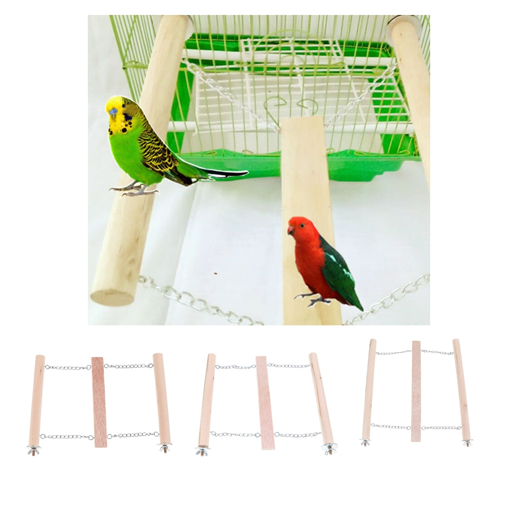 Wooden Mouse Hamster Step Ladder Bridge Pet Parrot Bird Stand Perch Toys S