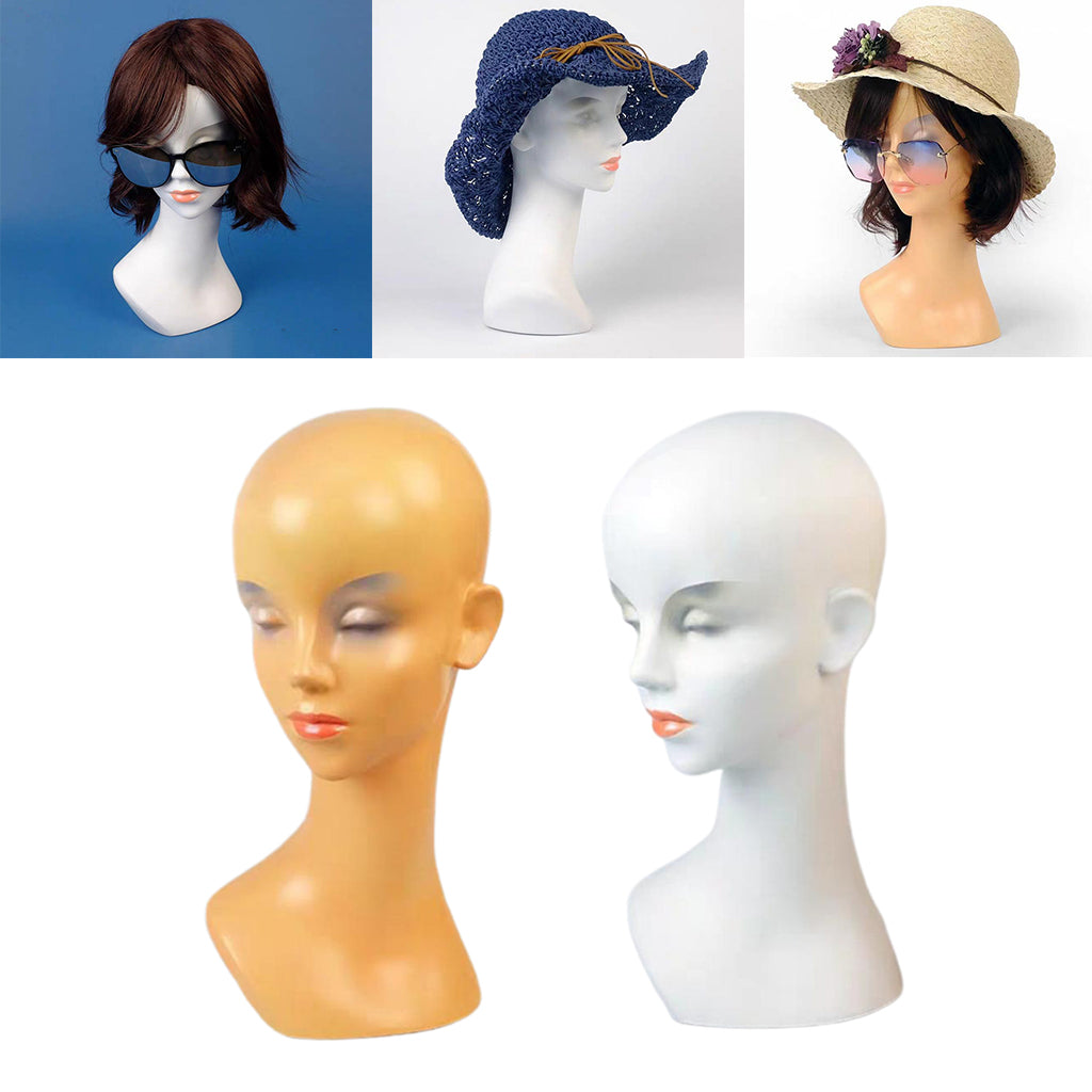 20'' Fiberglass Female Wig Mannequin Hat Hairband Glasses Display Head White