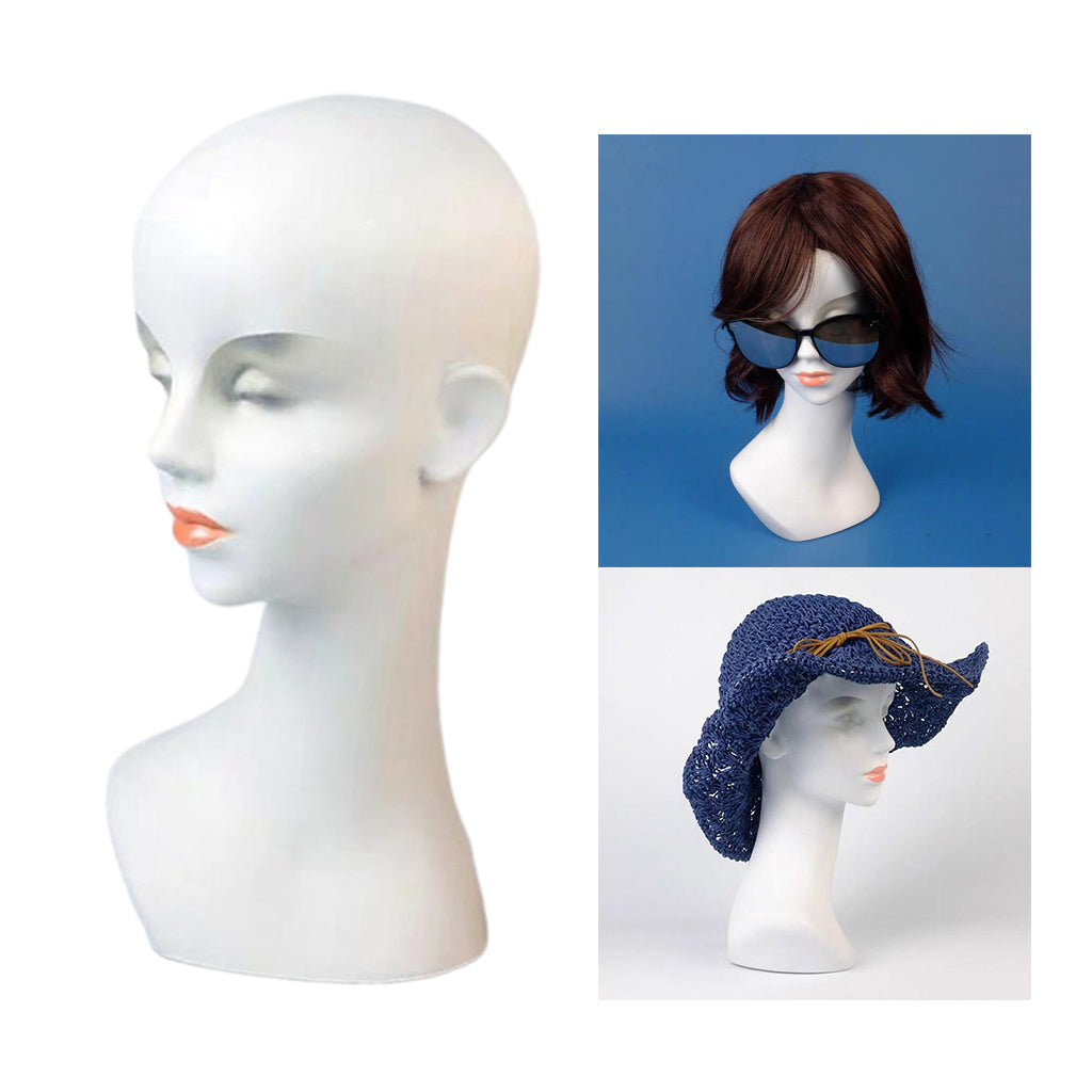 20'' Fiberglass Female Wig Mannequin Hat Hairband Glasses Display Head White