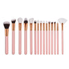 Premium Wood Handle Kabuki Makeup Brush Set for Foundation Powder Cream 15pcs