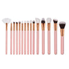 Premium Wood Handle Kabuki Makeup Brush Set for Foundation Powder Cream 15pcs