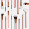 Premium Wood Handle Kabuki Makeup Brush Set for Foundation Powder Cream 15pcs