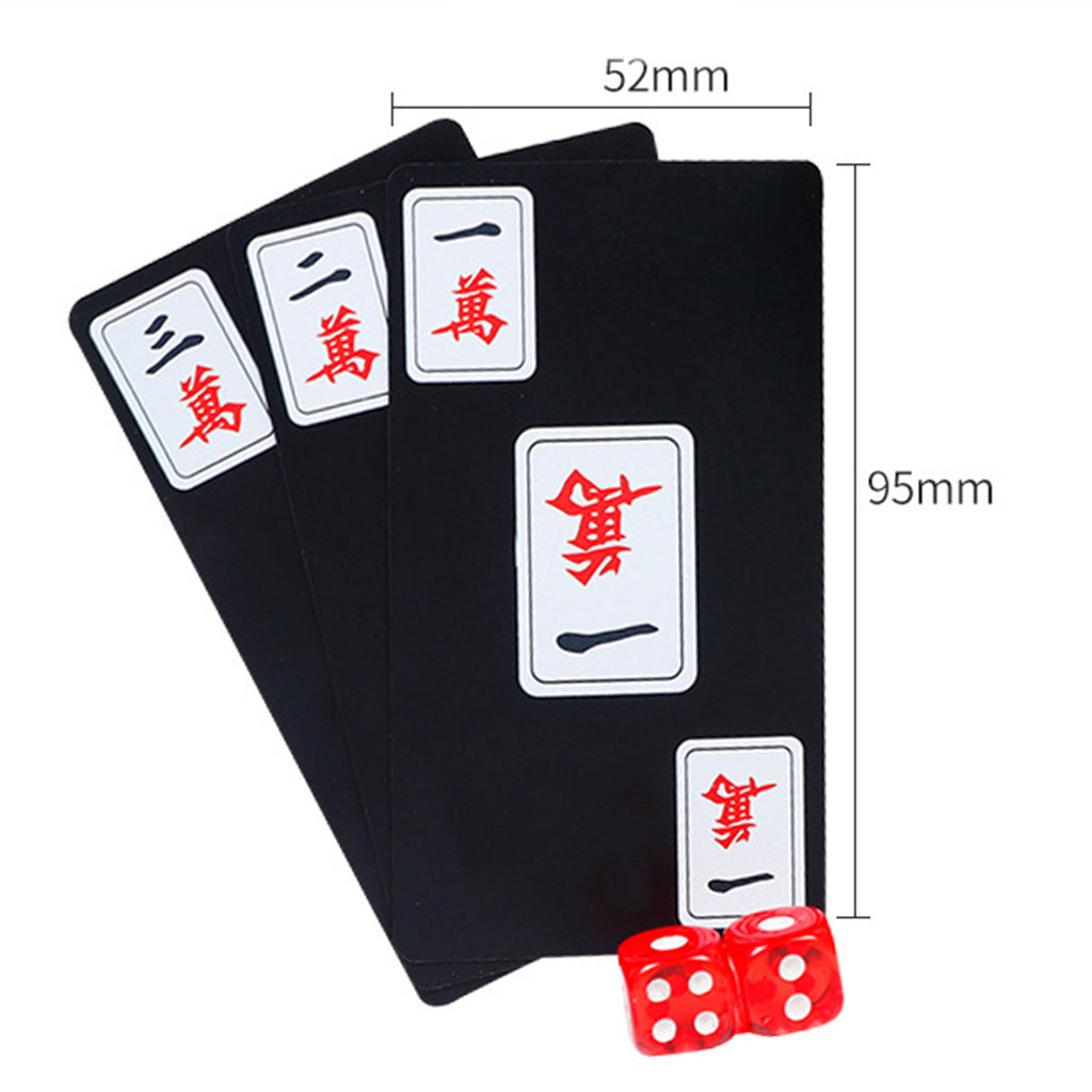 Chinese Mahjong Play Card Game Pokers Set Accessories Use with 2 Dice Black