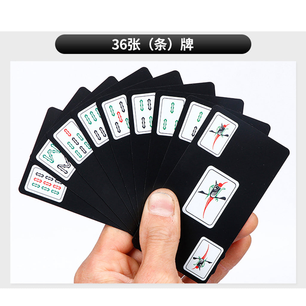 Chinese Mahjong Play Card Game Pokers Set Accessories Use with 2 Dice Black