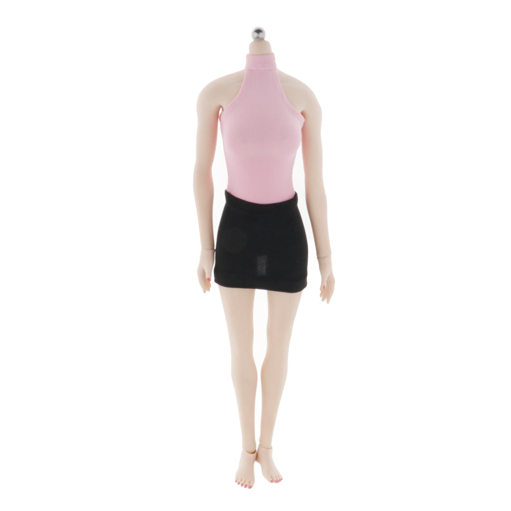 1/6 Female Halter Sleeveless Shirt Mini Skirt for 12'' Action Figures C