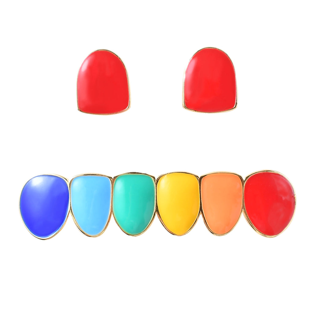 Colorful Glossy Hip Hop Sharp Teeth Grill Hollowen Accessories Gold