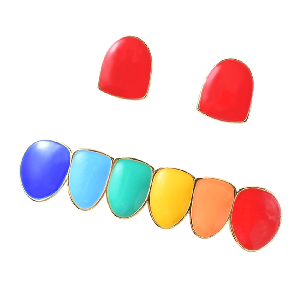 Colorful Glossy Hip Hop Sharp Teeth Grill Hollowen Accessories Gold