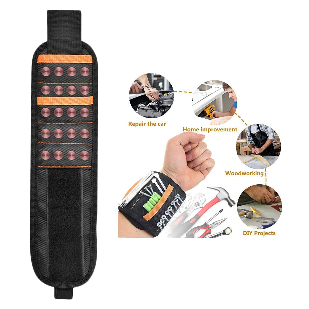 Magnetic Wristband with 20 Magnets Holding Screw Nails Bag for DIY Handyman