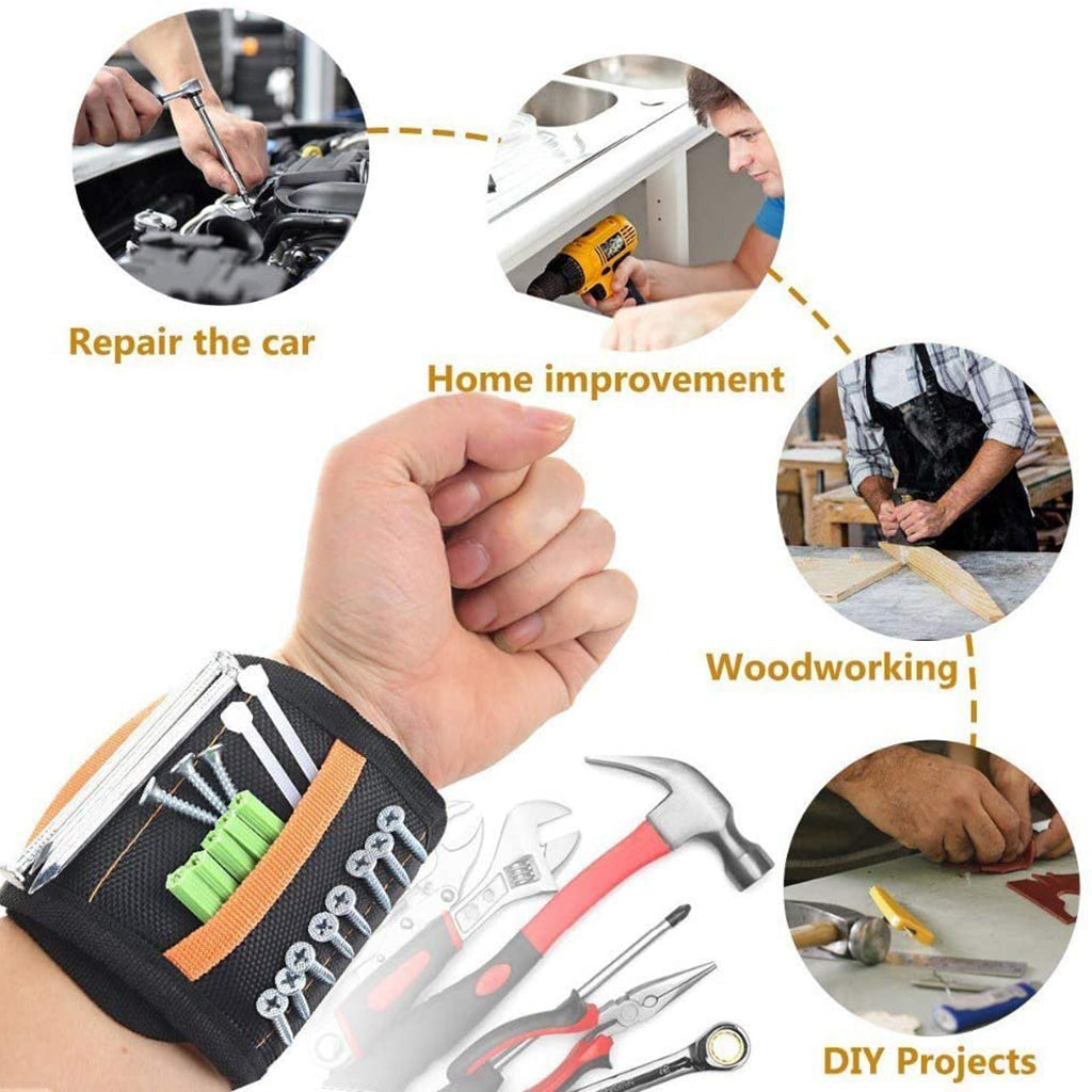 Magnetic Wristband with 20 Magnets Holding Screw Nails Bag for DIY Handyman