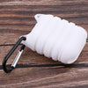 Shockproof Silicone Protective Cover Skin with Keychain for AirPods white