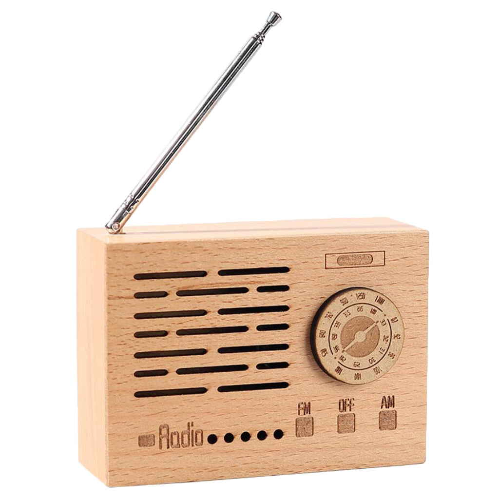 Wooden Music Box Retro Clockwork Radio Desktop Decoration Gift A