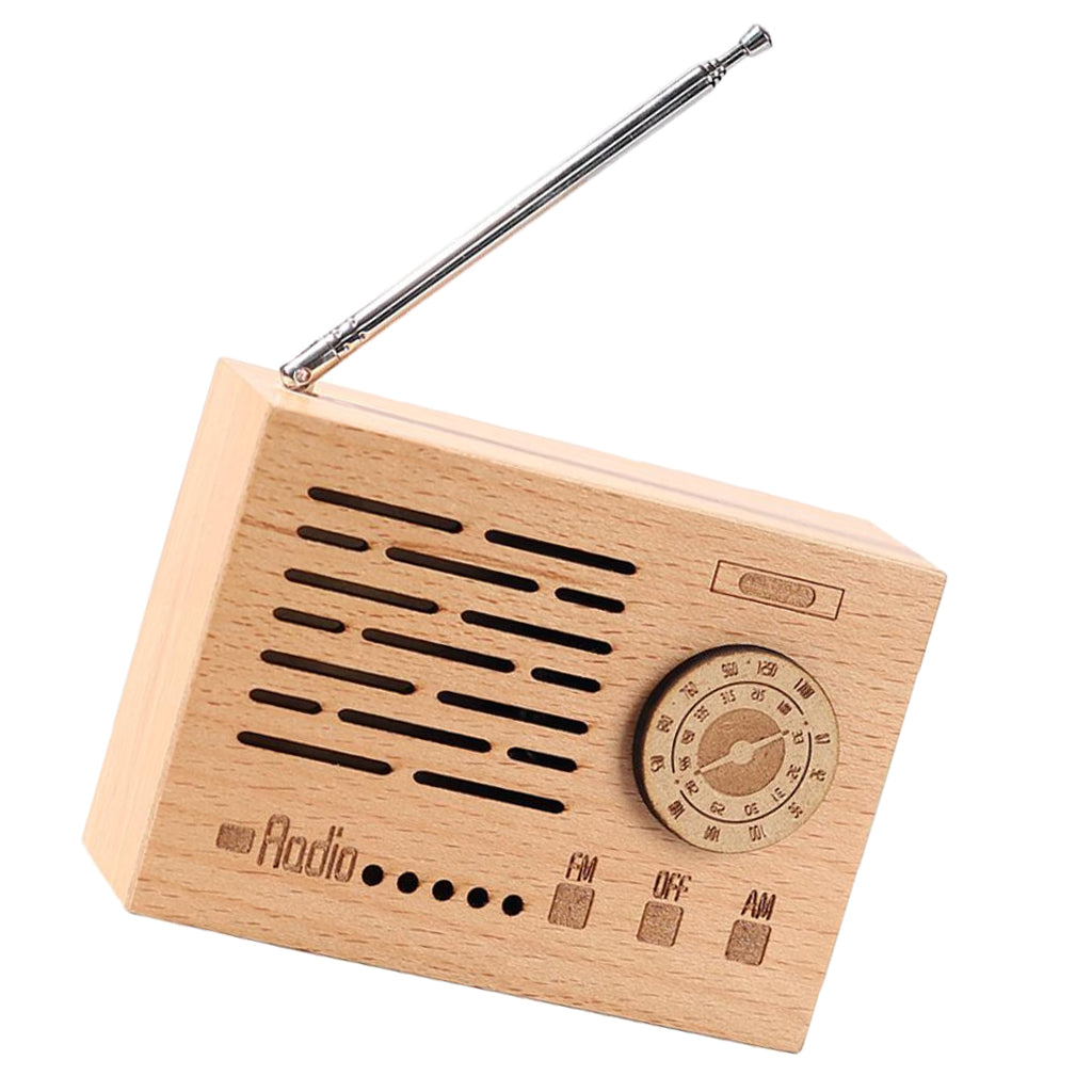 Wooden Music Box Retro Clockwork Radio Desktop Decoration Gift A