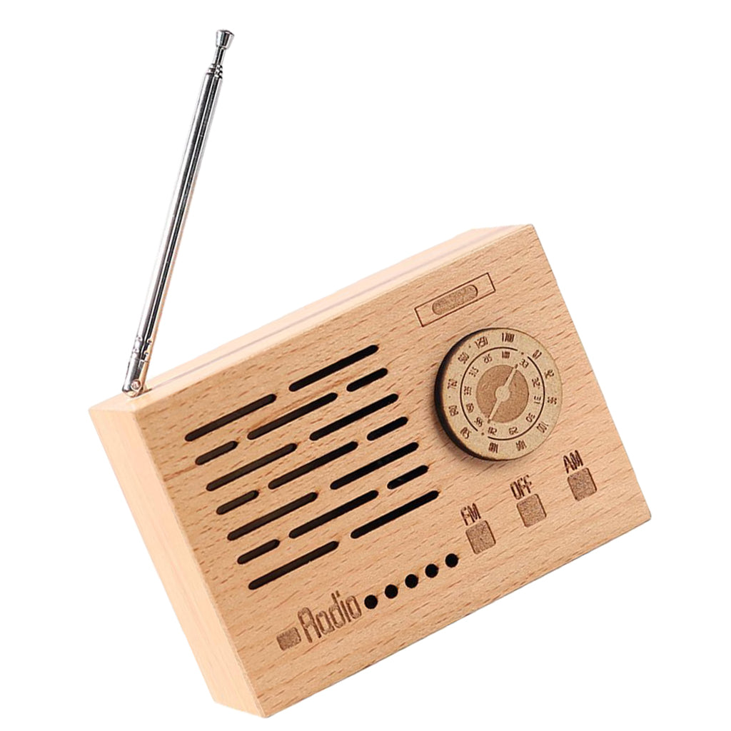 Wooden Music Box Retro Clockwork Radio Desktop Decoration Gift A