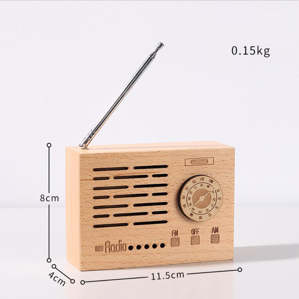 Wooden Music Box Retro Clockwork Radio Desktop Decoration Gift A