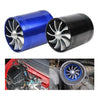 Air Intake Turbonator Dual Fan Turbine Super Charger Gas Saver Turbo Blue