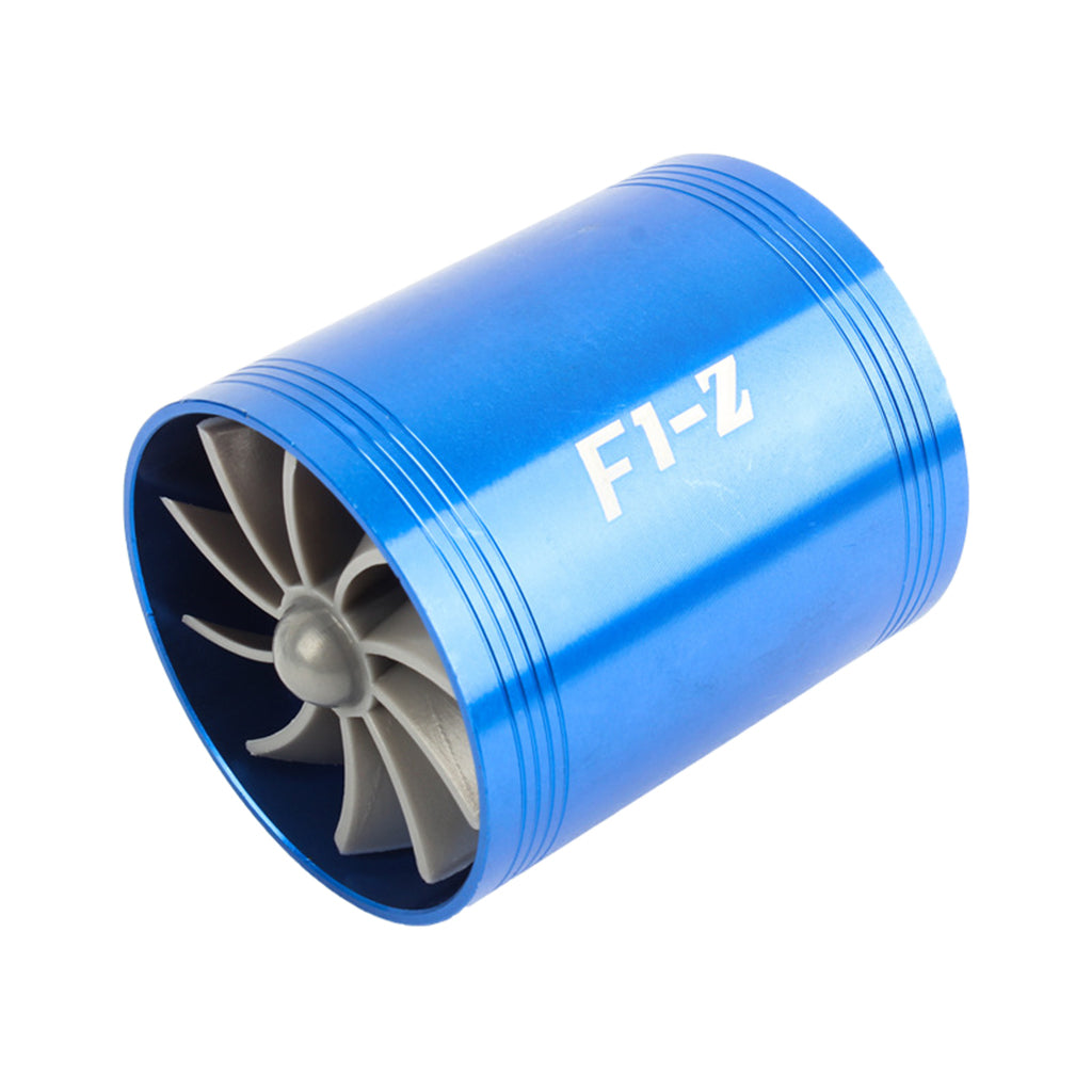 Air Intake Turbonator Dual Fan Turbine Super Charger Gas Saver Turbo Blue