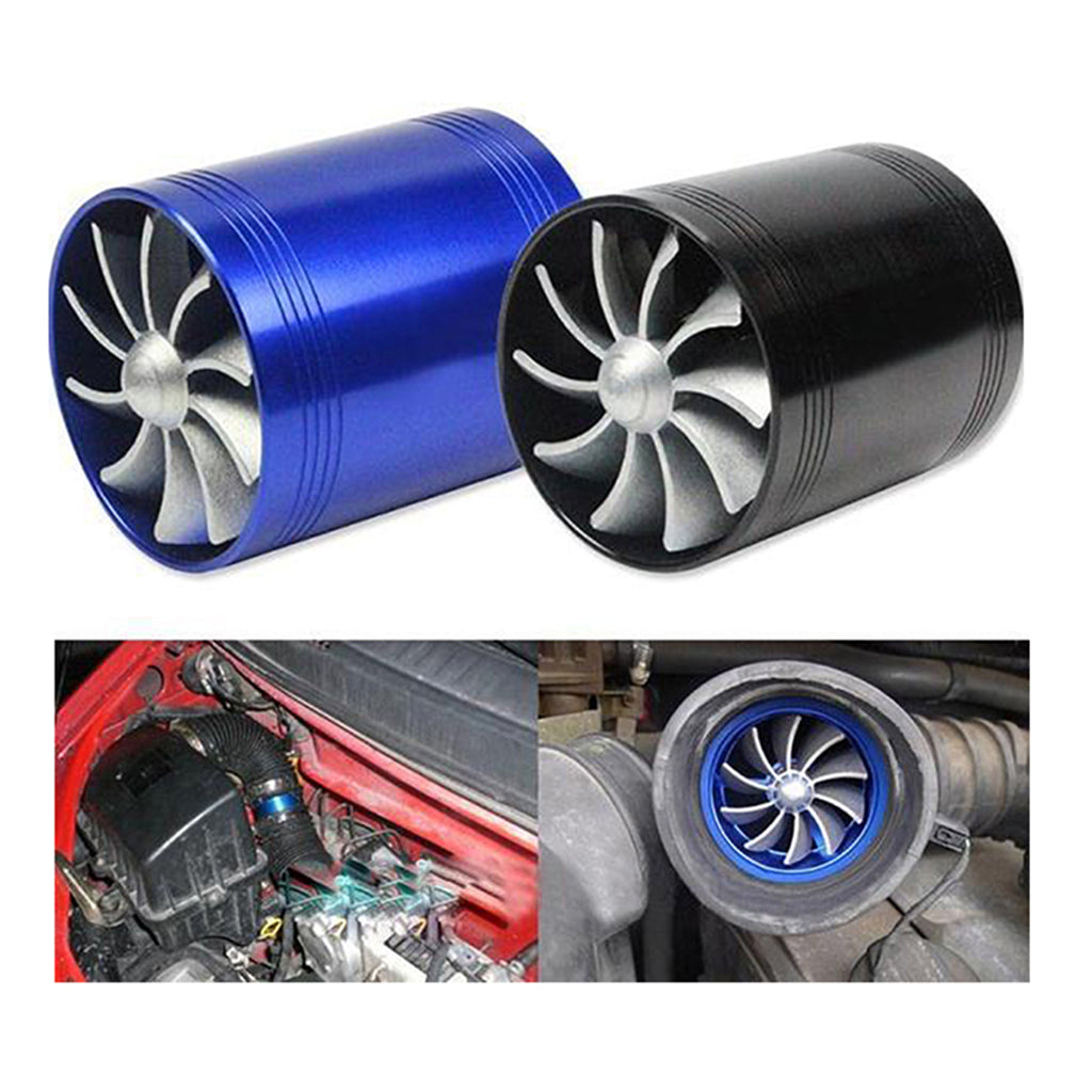 Air Intake Turbonator Dual Fan Turbine Super Charger Gas Saver Turbo Black