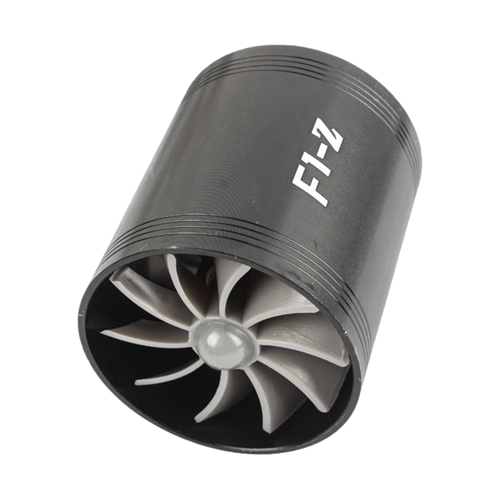 Air Intake Turbonator Dual Fan Turbine Super Charger Gas Saver Turbo Black