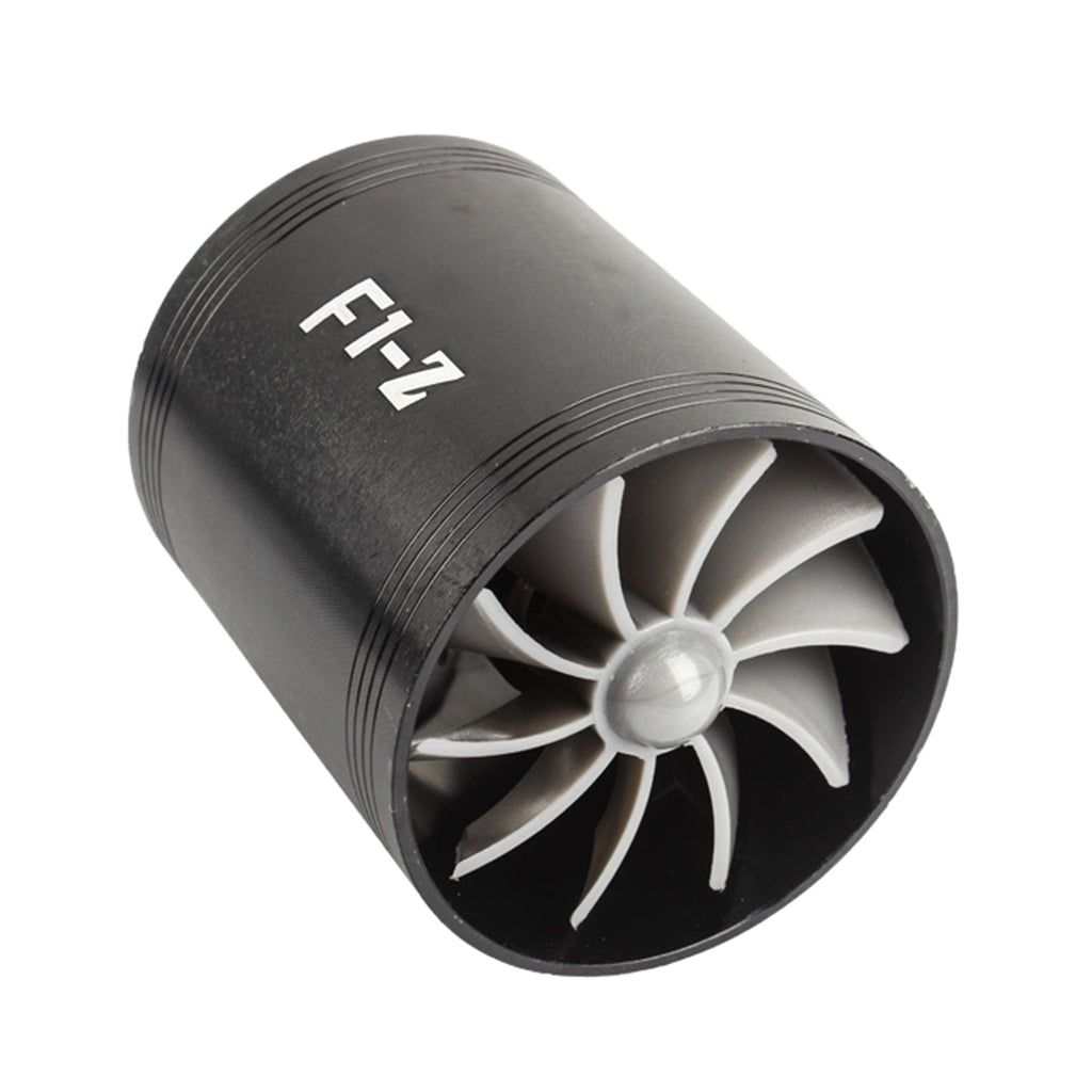 Air Intake Turbonator Dual Fan Turbine Super Charger Gas Saver Turbo Black