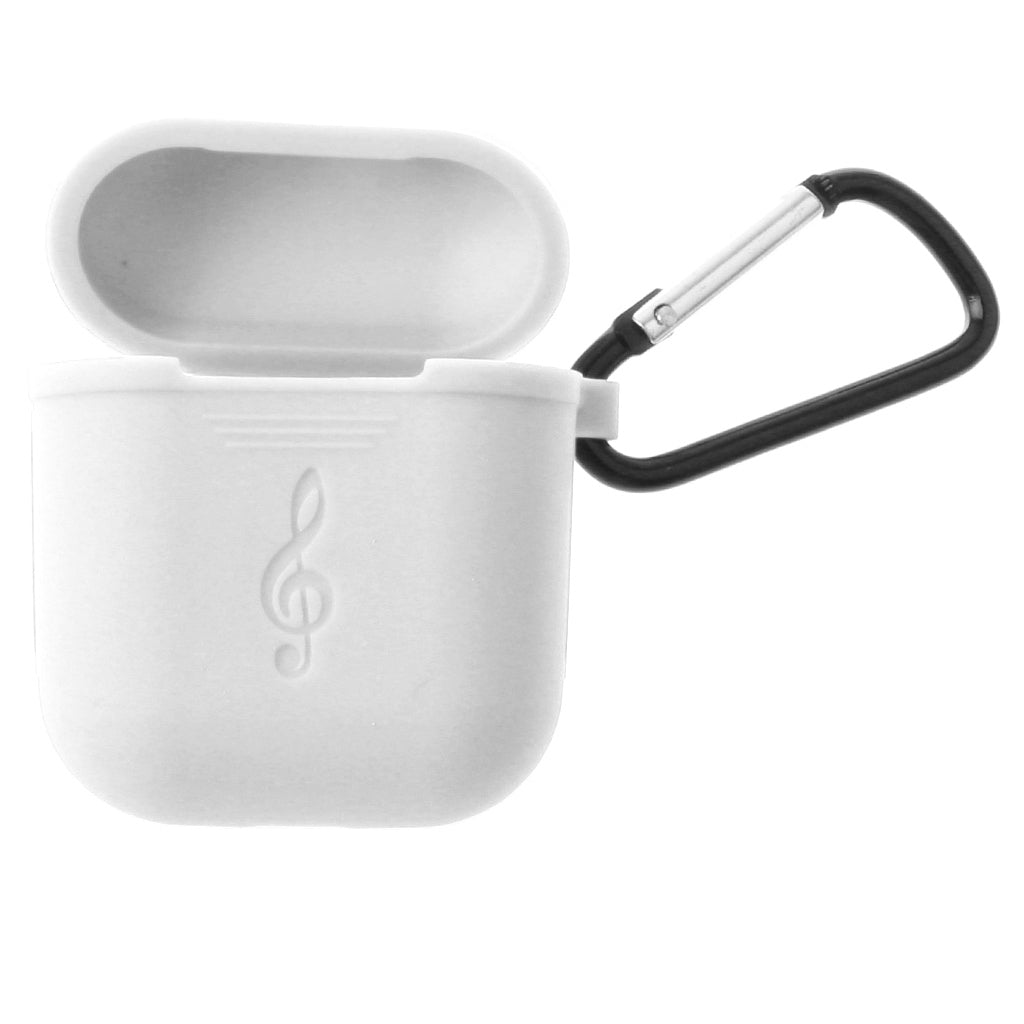 Music Model Silicone Protective Case with Keychain for Apple AirPods White