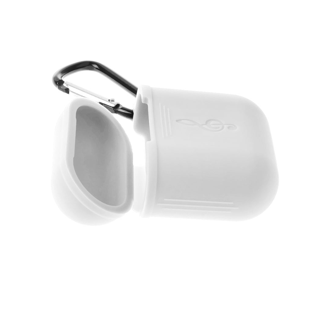 Music Model Silicone Protective Case with Keychain for Apple AirPods White