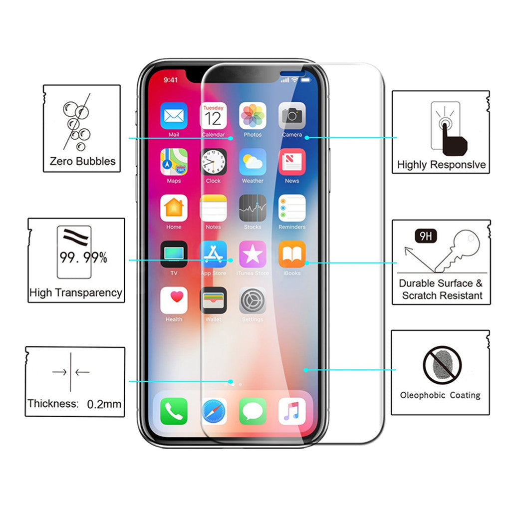 5D Full Curved Tempered Glass Screen Protector for iPhone X(Front+Back) Black