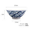 Oriental Japanese Style Ceramic Rice Bowl Multi Purpose Waves