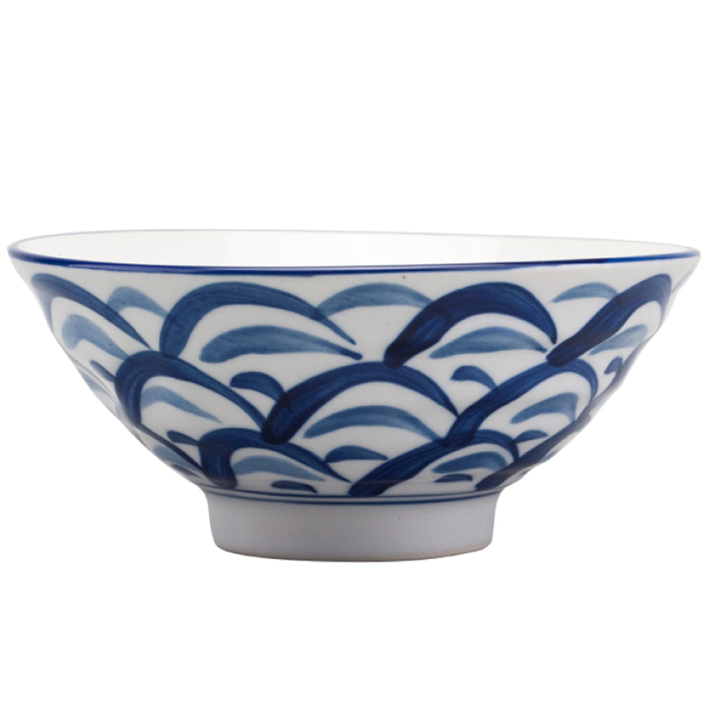 Oriental Japanese Style Ceramic Rice Bowl Multi Purpose Waves