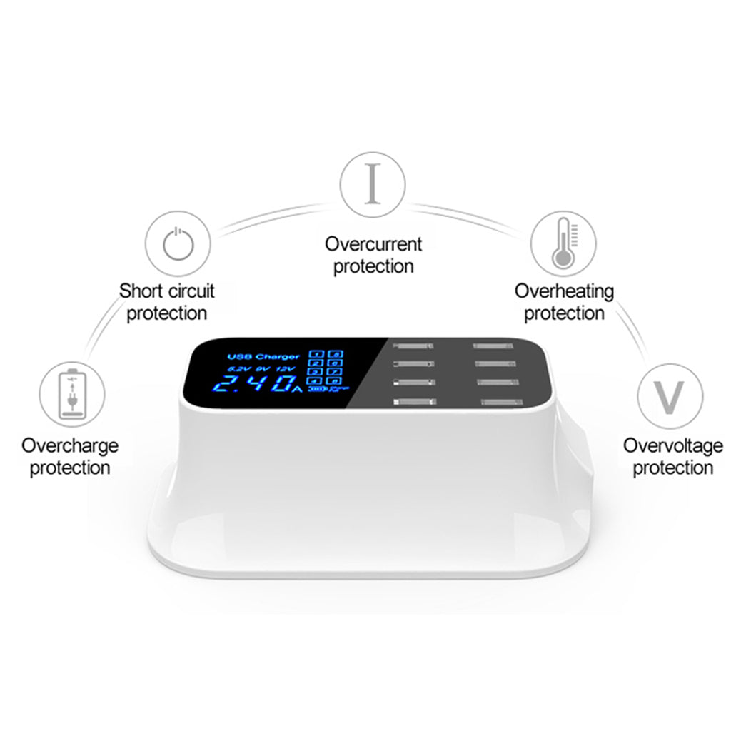 8-Port Quick Charge 3.0 Led Display USB Charger Adapter For Cell Phone UK